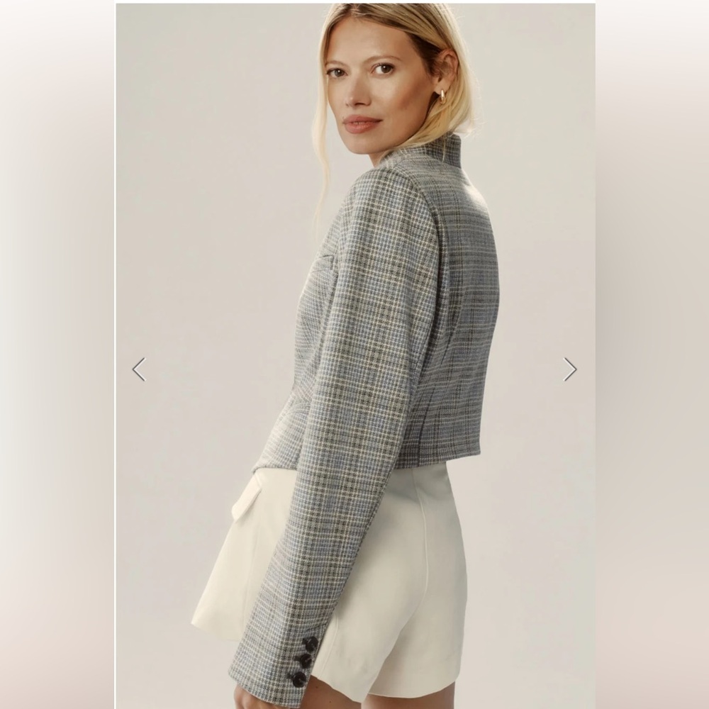 By Anthropologie Cropped Knit Tuxedo Blazer size 16 - Picture 4 of 14